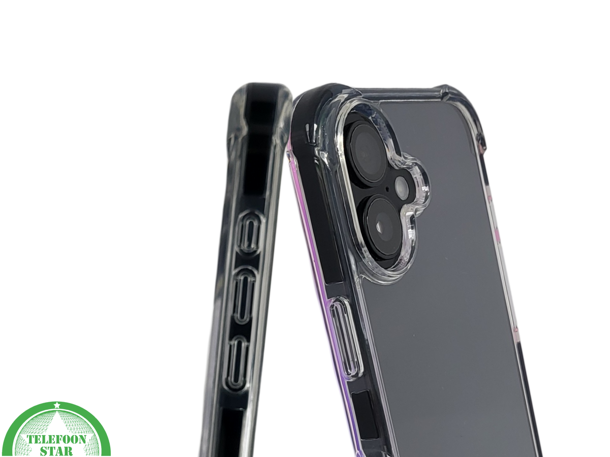 hoesje doorzichtig zwarte randen silicone draadloos oplaad voor iPhone 16