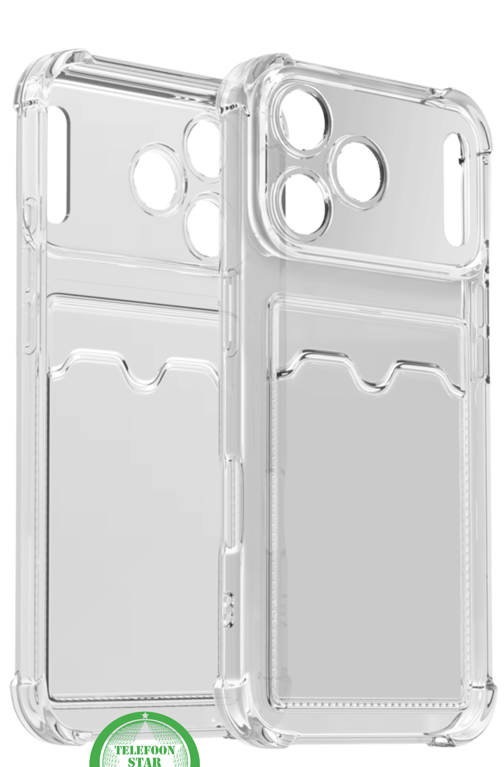 Silicone hoesje voor iPhone 17 Pro – Transparant Silicone met Kaarthouder | Telefoonstar