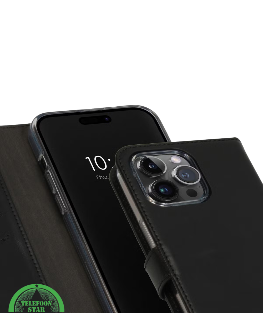 Bookcase Hoesje voor iPhone 14 Pro Max Zwart Elegant, Praktisch & Bescherming