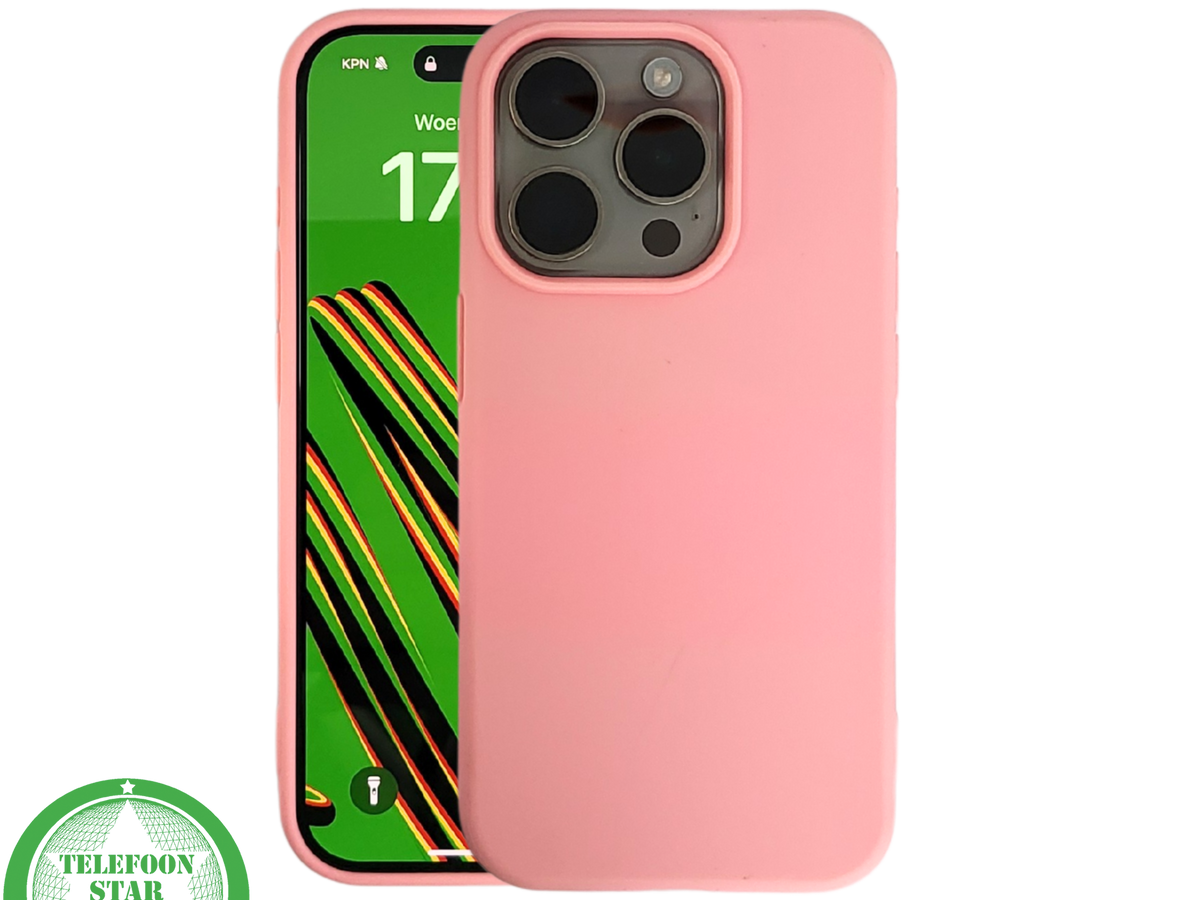 Lichtroze iPhone 15 Pro Hoesje – Zachte Siliconen Bescherming | Telefoonstar.nl