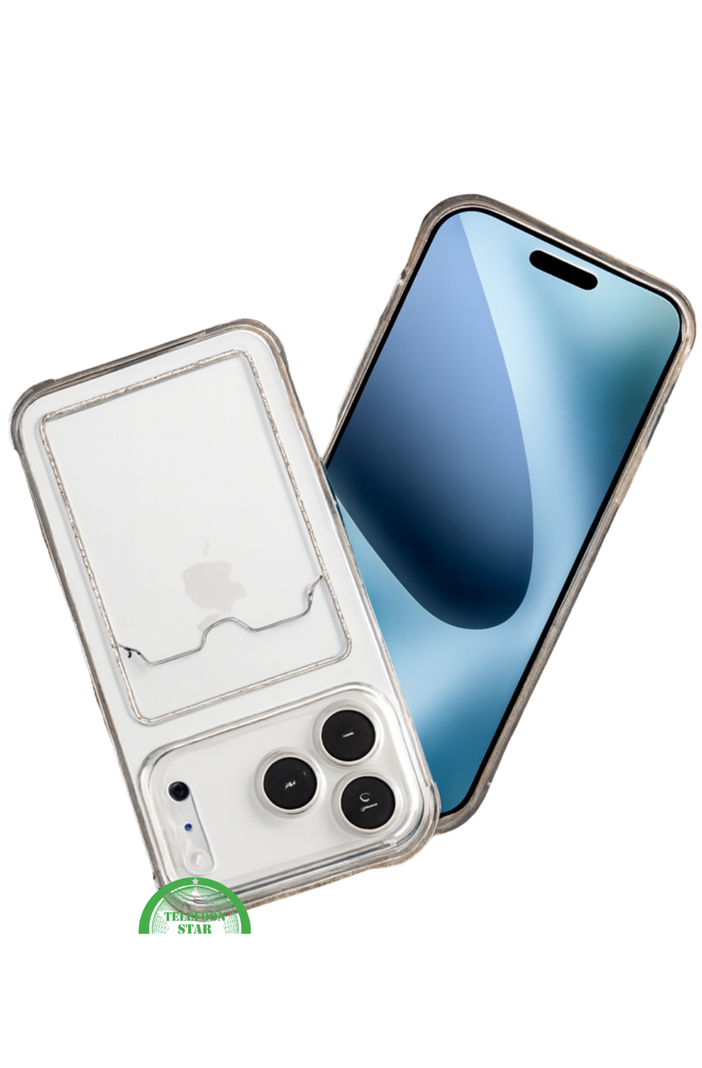 Silicone hoesje voor iPhone 18 Pro – Transparant Silicone met Kaarthouder | Telefoonstar