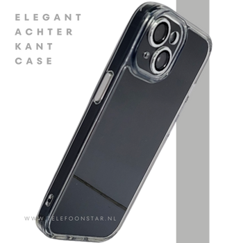iPhone 15 Hoesje – Transparant Met Zwarte Achterkant | Minimalistisch & Stijlvol