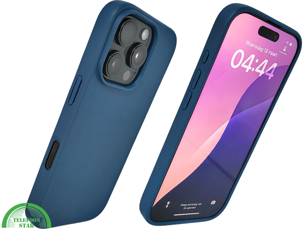 iPhone 16 Pro Donkerblauw Hoesje – Mat Design met Stevige Achterkant Bescherming