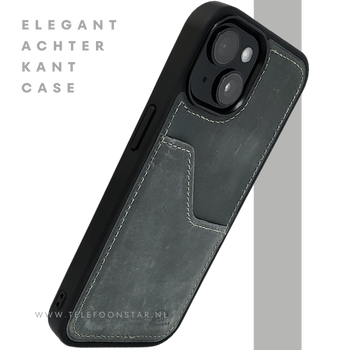 iPhone 15 Hoesje – Donkergroen Vintage Leerlook Met Kaarthouder | Stoer & Praktisch