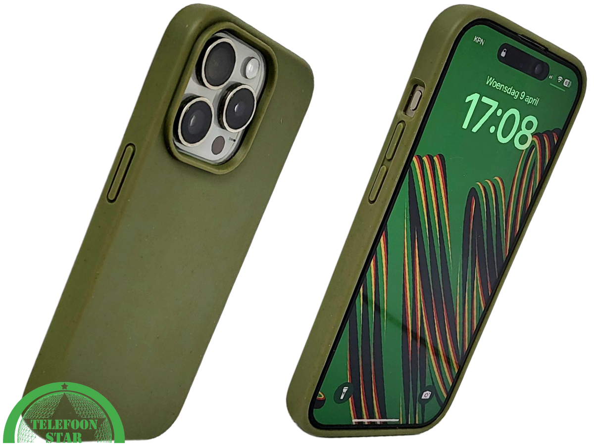 Donkergroen iPhone 15 Pro Hoesje – Natuurlijke Bescherming & Minimalistisch Design | Telefoonstar.nl