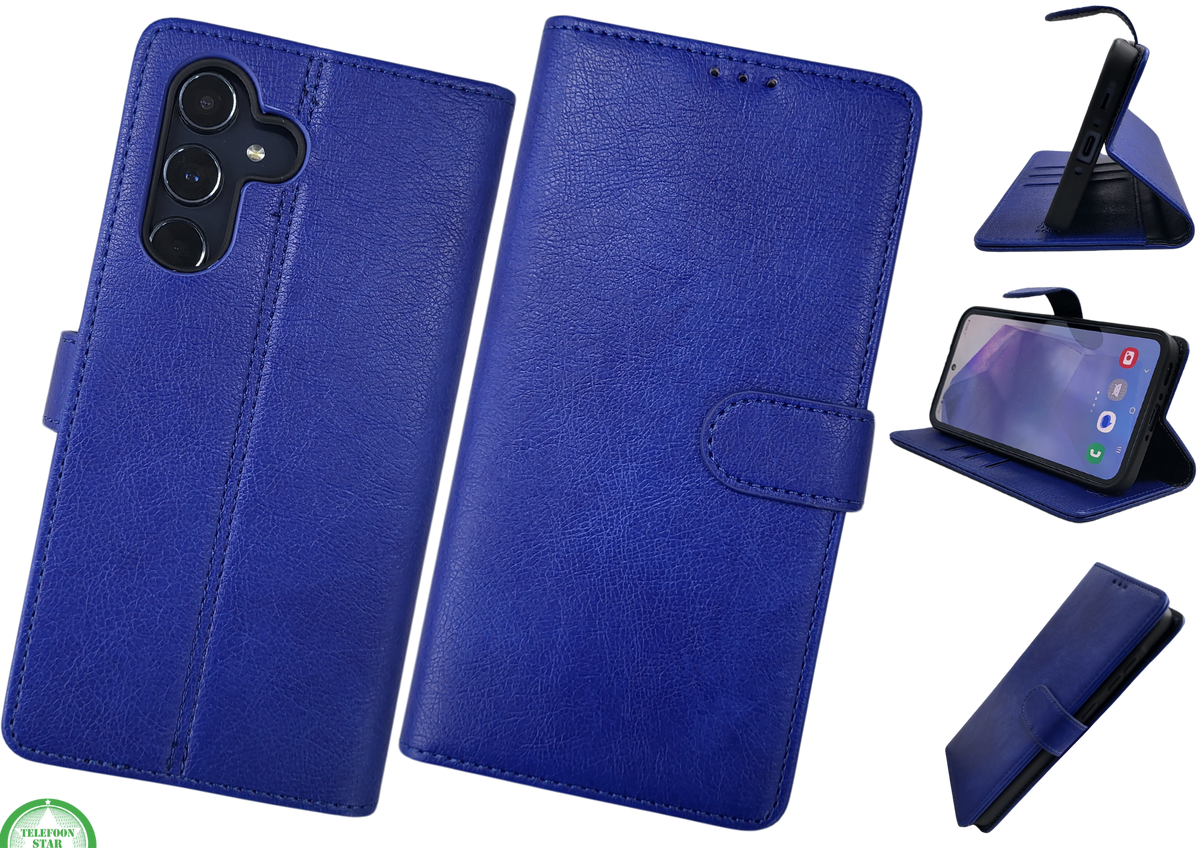 Hoesje voor Samsung Galaxy S26 Plus BoekCase Leer Donkerblauw