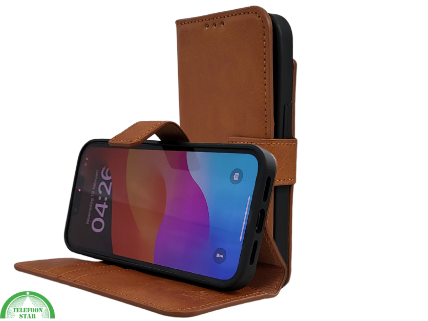 Wallet Case Licht Bruin 2 en 1 IPhone 16 E