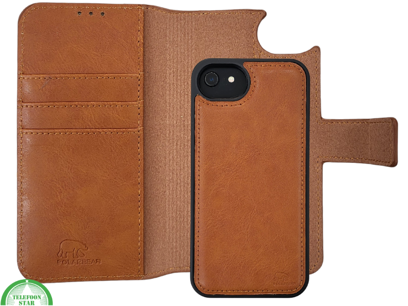 Wallet Case Licht Bruin 2 en 1 IPhone 16 E