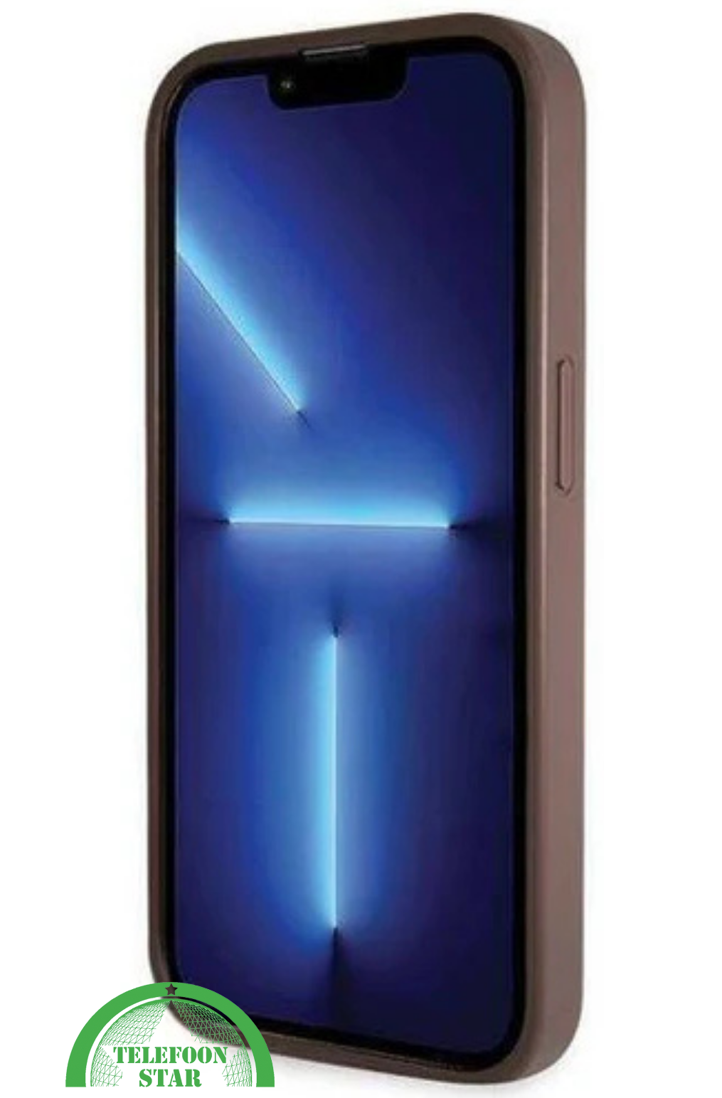 iPhone 15 Pro Hoesje met Gouden Ketting – Bruin Design met Logo en Bescherming