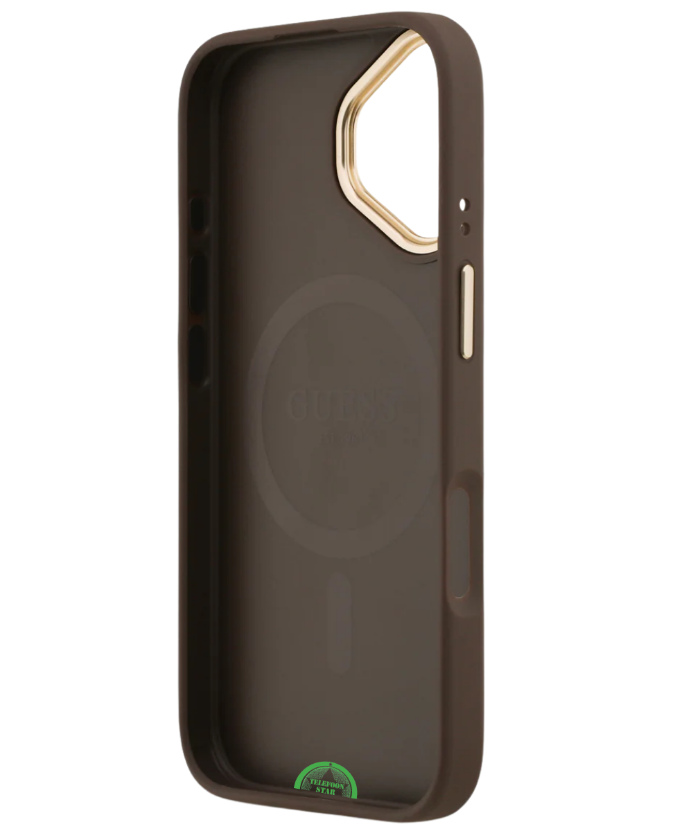 iPhone 18 Guess Hoesje Bruin Koord met Hoogwaardige kunstleder afwerking