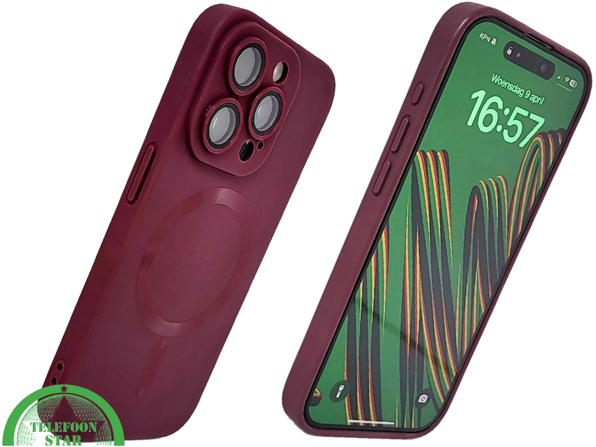 Bordeauxrood iPhone 15 Pro Max Hoesje met Ringhouder – Luxe Bescherming | Telefoonstar.nl
