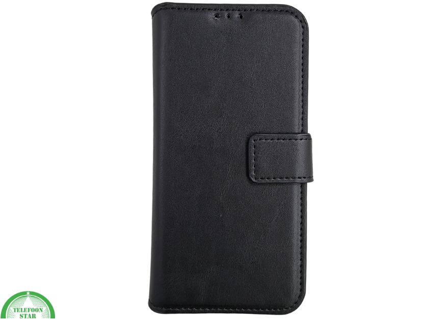 Flip Case Boek Zwart Leren twee en een met 3 Pashouders iPhone 16E