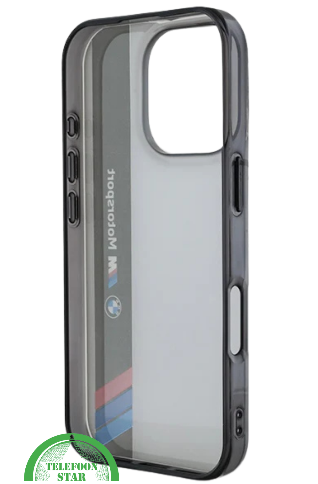 Motorsport Hoesje voor iPhone 16 Pro – Grijs/Zwart | Sportief Design met Ultieme Bescherming