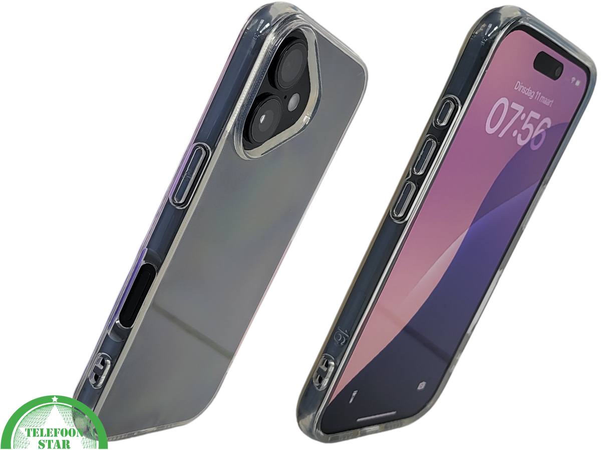 iPhone 16 hoesje transparant met schokbestendige bescherming en strakke afwerking