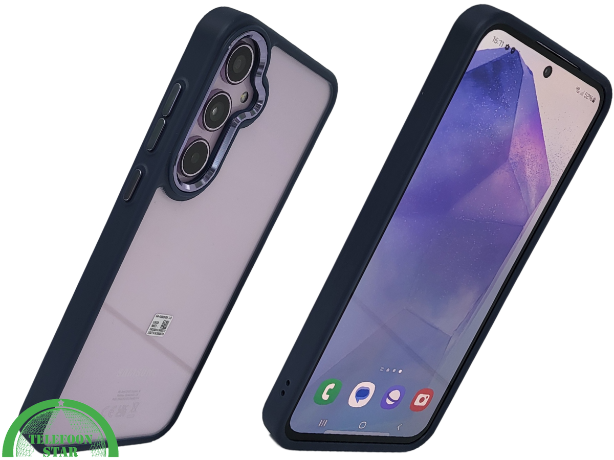 Hoesje voor Samsung A57 Transparant met Blauwe Rand Schokbestendig
