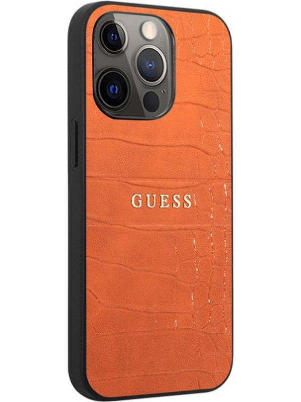 Oranje Croco Texture Hoesje iPhone 13 Pro