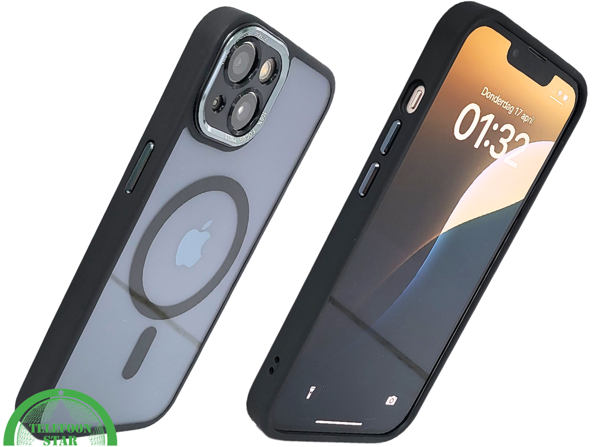 ClearMag Edge – MagSafe Transparant iPhone 13 / 14 Hoesje met Zwarte Rand | Telefoonstar.nl