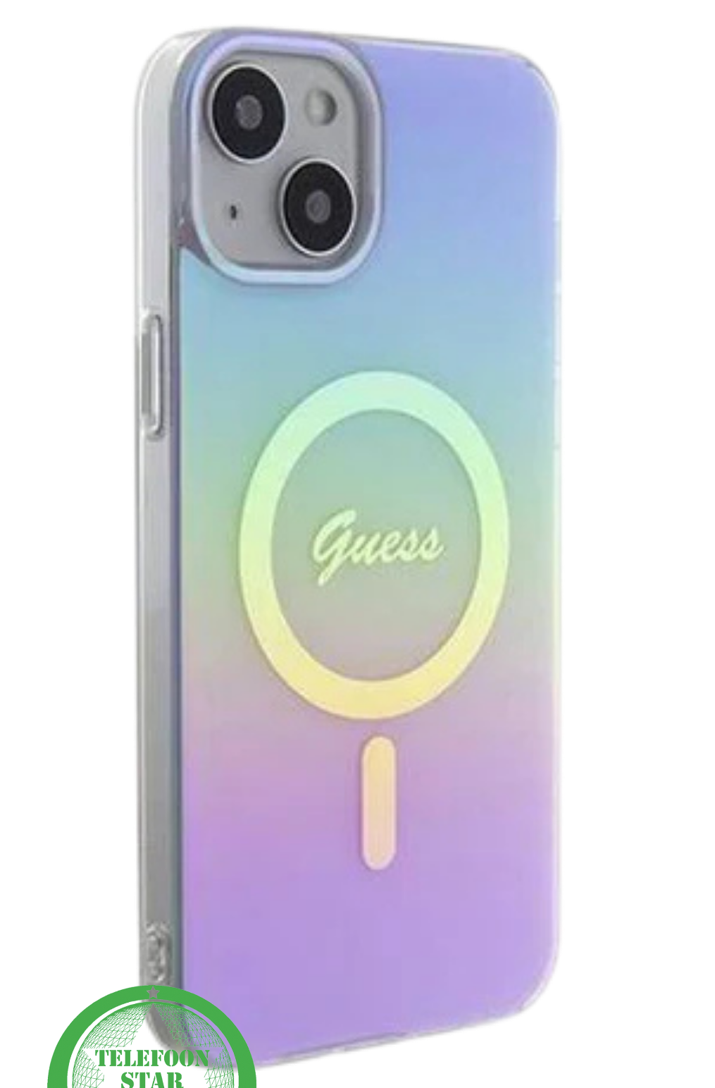 Hoesje voor iPhone 14 – Transparant Regenboog Design met MagSafe Ondersteuning