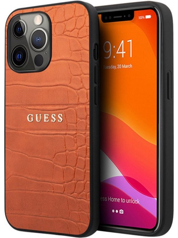 Oranje Croco Texture Hoesje iPhone 13 Pro