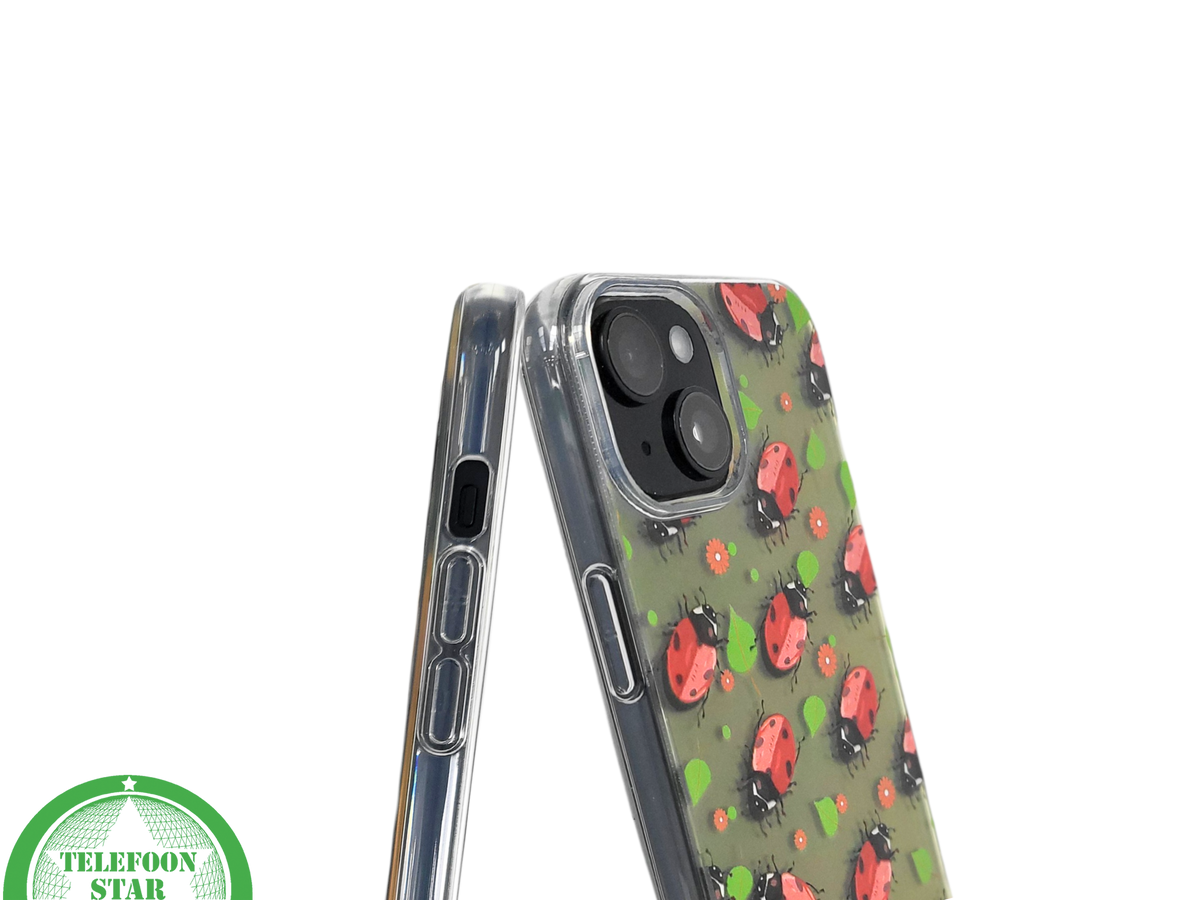 iPhone 15 Plus Hoesje – Lieveheersbeestjes Design | Transparant, Vrolijk & Beschermend