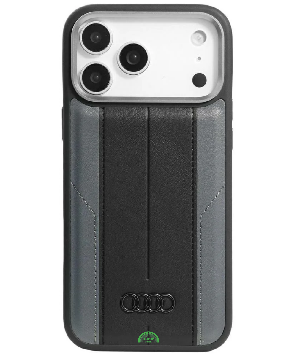 Hoesje voor iPhone 17 Pro Max Zwart Slank en Leather Stripe Case