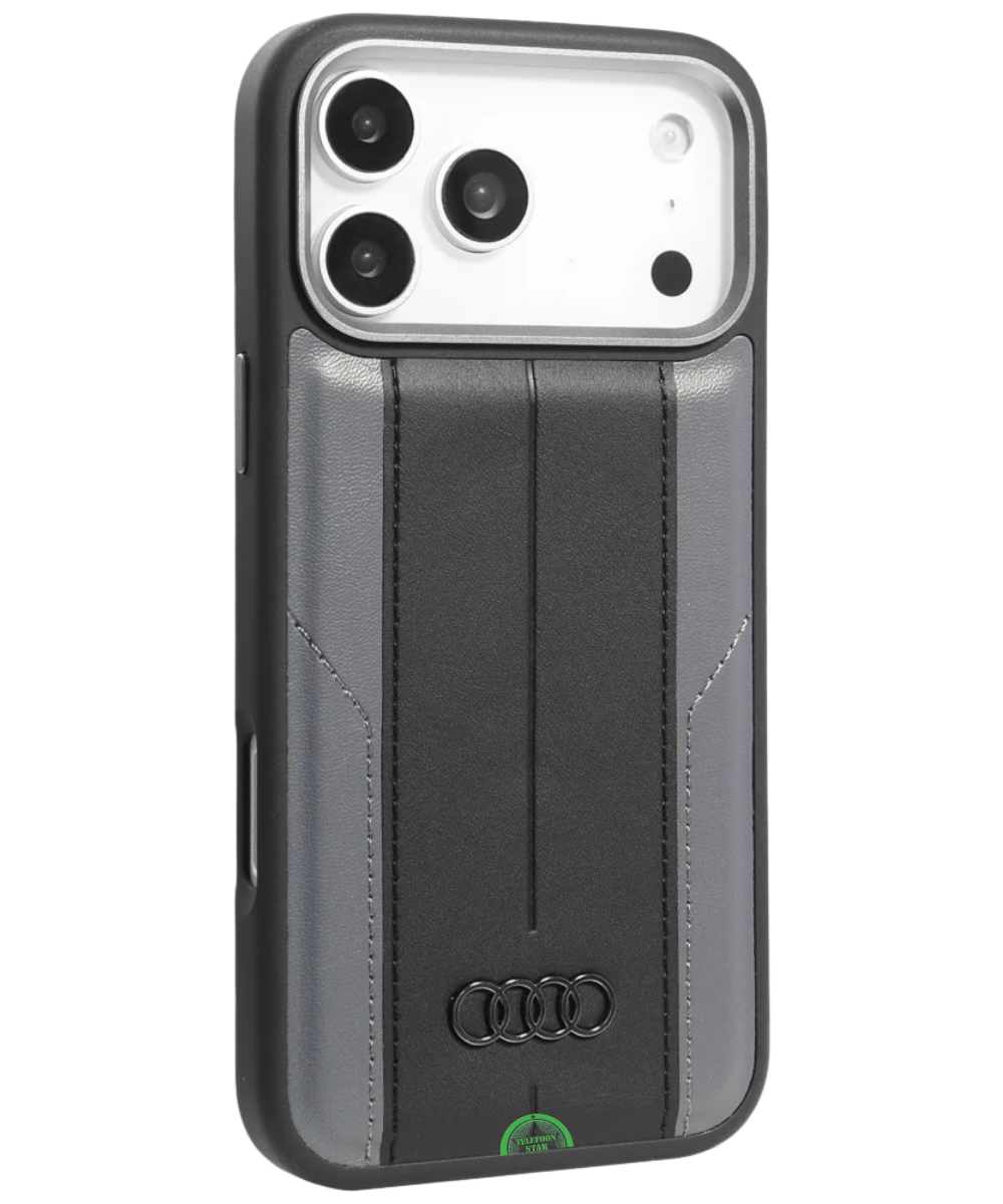 Hoesje voor iPhone 17 Pro Zwart Slank en Leather Stripe Case