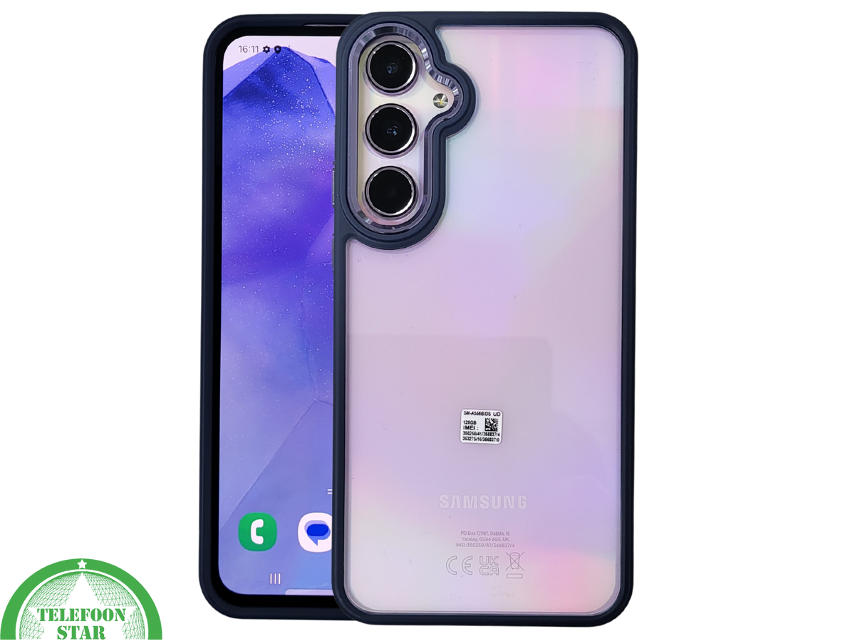 Hoesje voor Samsung A37 Transparant met Blauwe Rand Schokbestendig