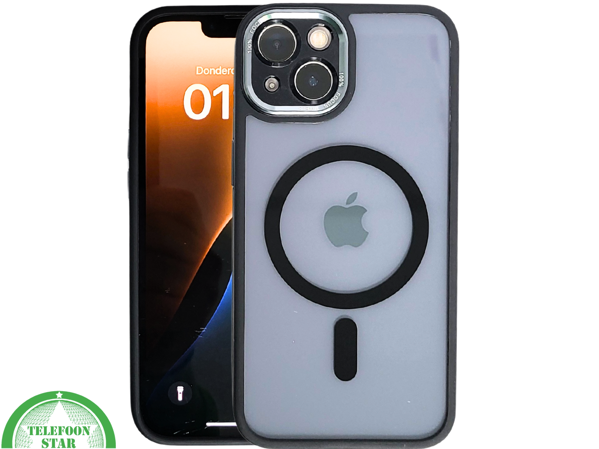 ClearMag Edge – MagSafe Transparant iPhone 13 / 14 Hoesje met Zwarte Rand | Telefoonstar.nl