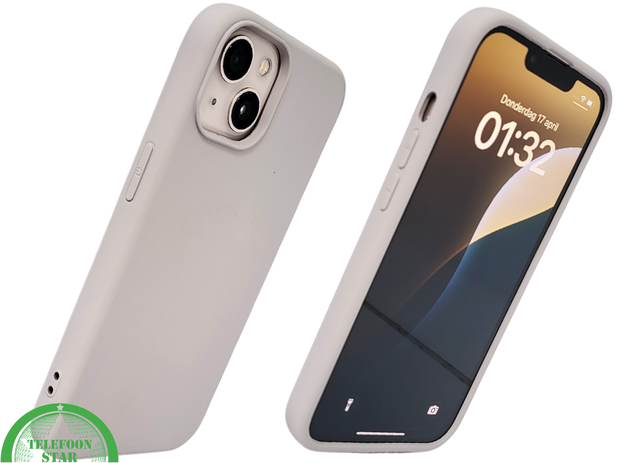 Siliconen Cover iPhone 13 / 14 – Mat Lichtgrijs | Minimalistische Bescherming