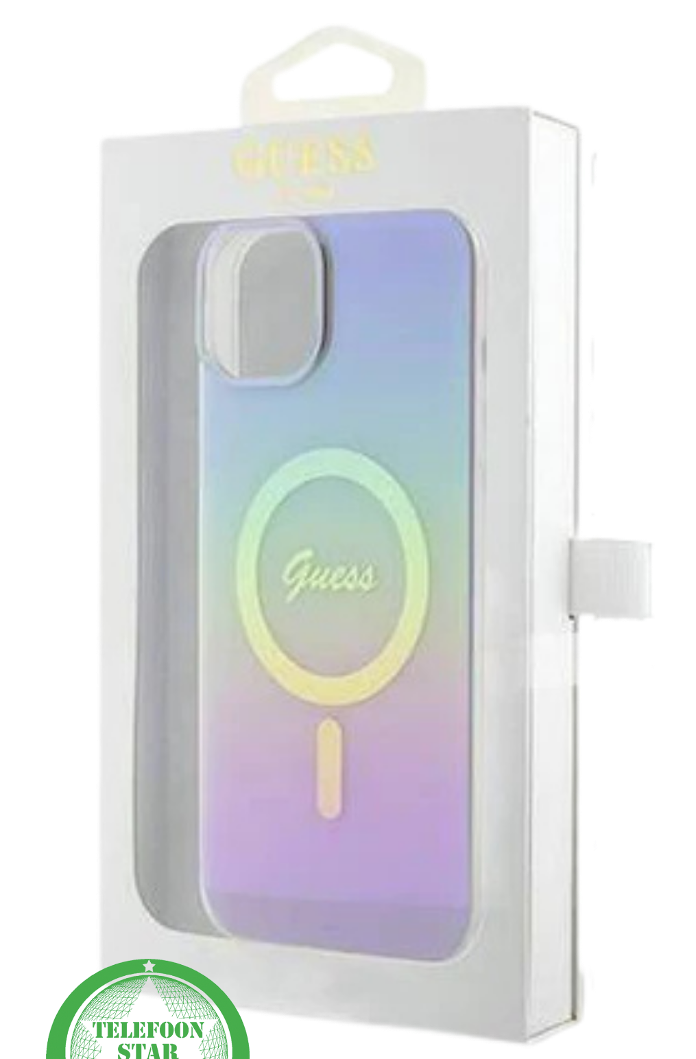Hoesje voor iPhone 14 – Transparant Regenboog Design met MagSafe Ondersteuning