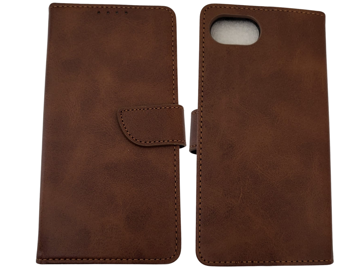 Luxe Boek iPhone 16E (2025)Bruin Leerlook Wallet Case Kaartvakken