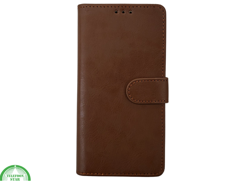 Boek Case Leer Wallet Case Donker Bruin IPhone 16E