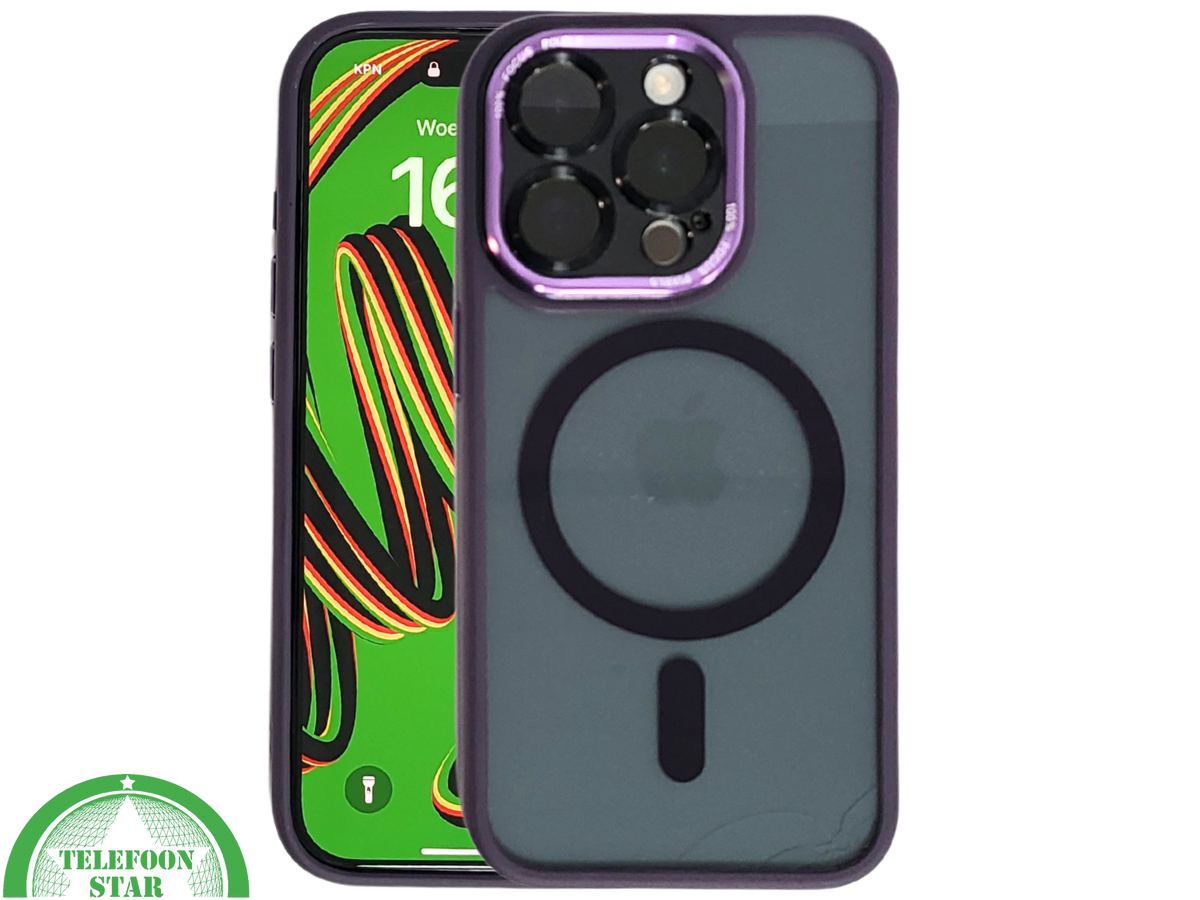 Transparant Paars iPhone 15 Pro Max Hoesje met MagSafe – Modern & Magnetisch | Telefoonstar.nl