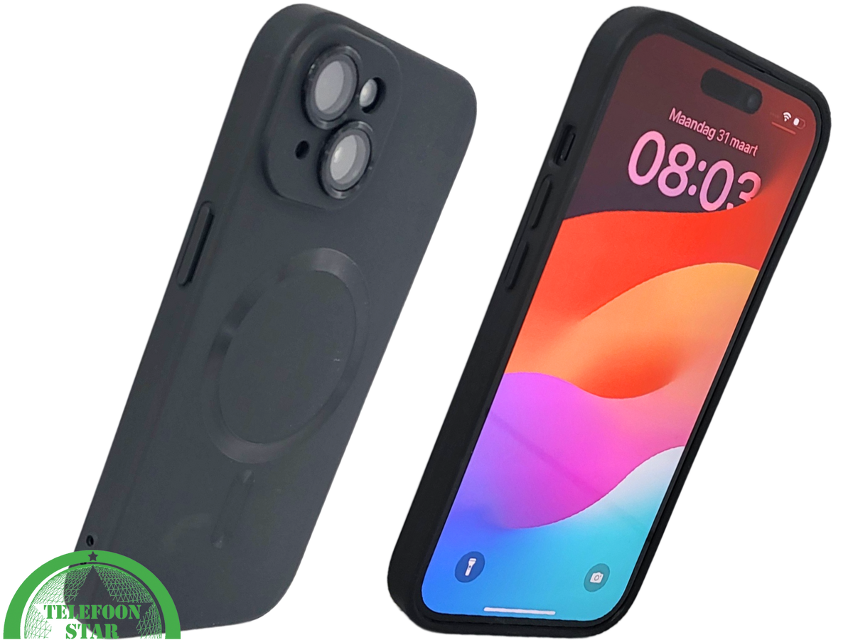 iPhone 15 Plus Hoesje – Zwart Siliconen met MagSafe | Slank, Sterk & Stijlvol
