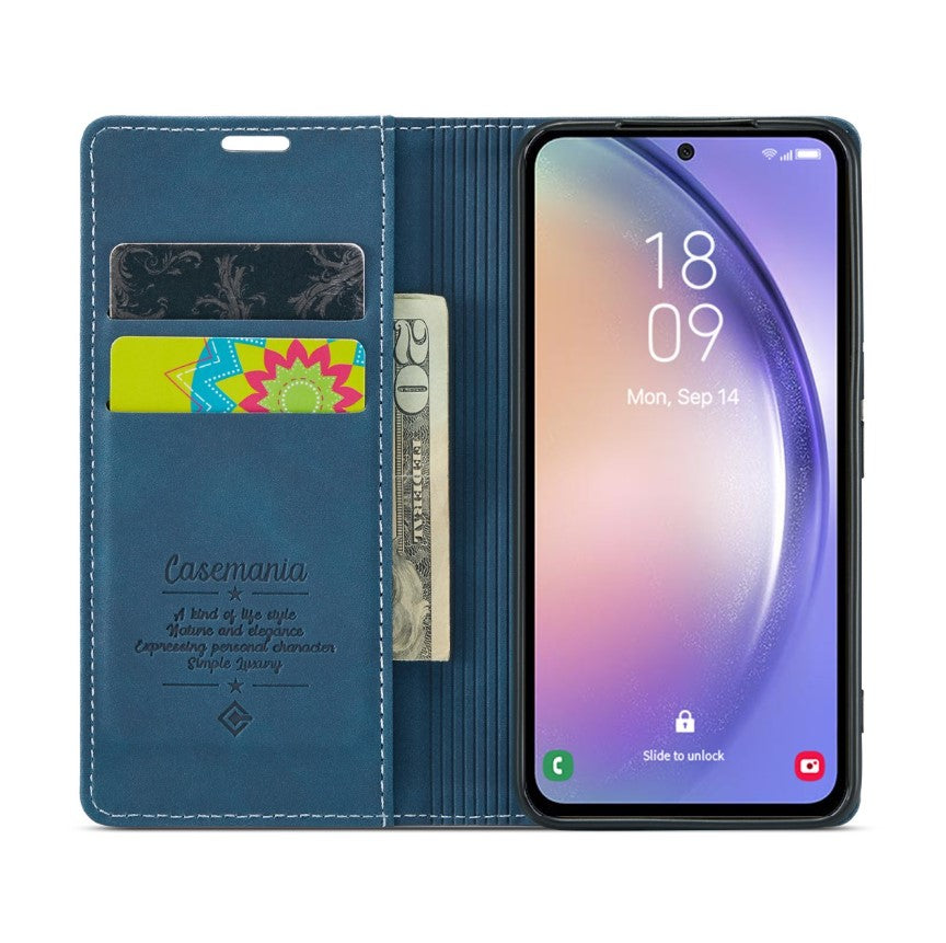 Bookcase Samsung S24 FE | Functioneel Hoesje Samsung | Wallet case | Donkerblauw
