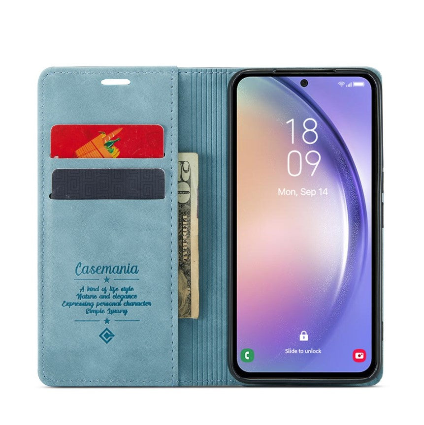 Bookcase Samsung S24 FE | Functioneel Hoesje Samsung | Wallet case | Lichtblauw