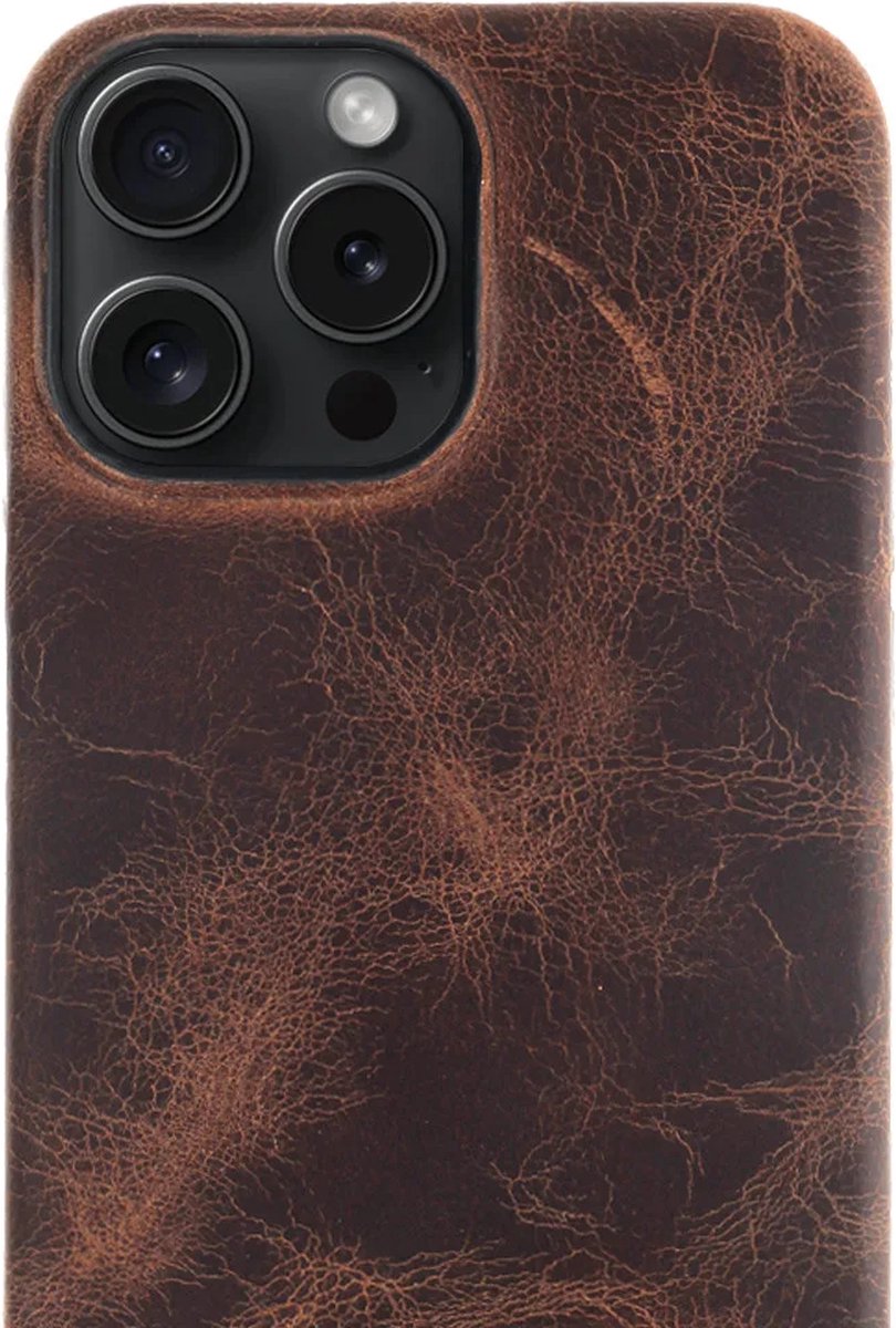 iPhone 15 Pro Max 100% Leer hoesje | Lederen Backcover | Minimalistisch | Bruin