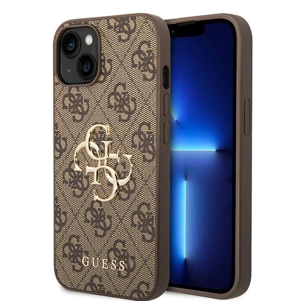 iPhone 15 Hardcase | Guess Gouden Logo | Backcover Bruin