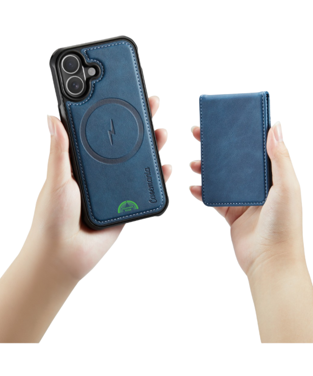 Hoesje voor iPhone 17 Blauw CM Detachable 2-in-1 Magnetic Card Holder Case