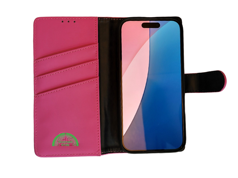 portemonnee Roze cover boek case iPhone 16 Plus