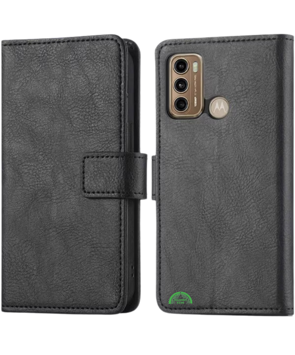 Bookcase Hoesje voor Motorola G60 Zwart met Magnetische Sluiting