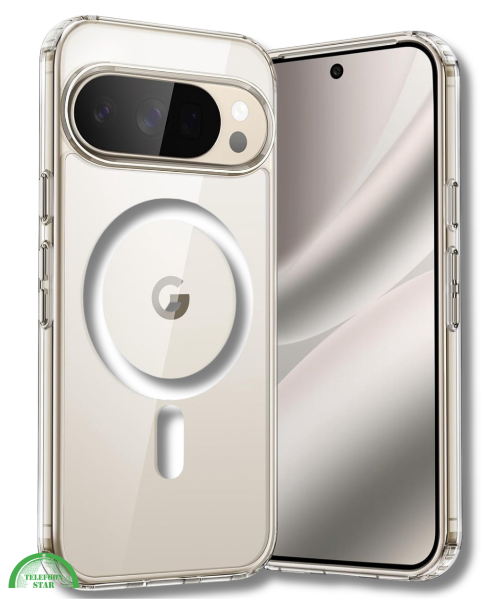 Hoesje Google Pixel 10 Pro Crystal Clear Case Met MagSafe Ring & Shockproof Hoeken