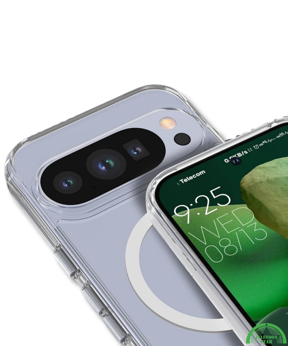 Hoesje Google Pixel 10 Pro Crystal Clear Case Met MagSafe Ring & Shockproof Hoeken