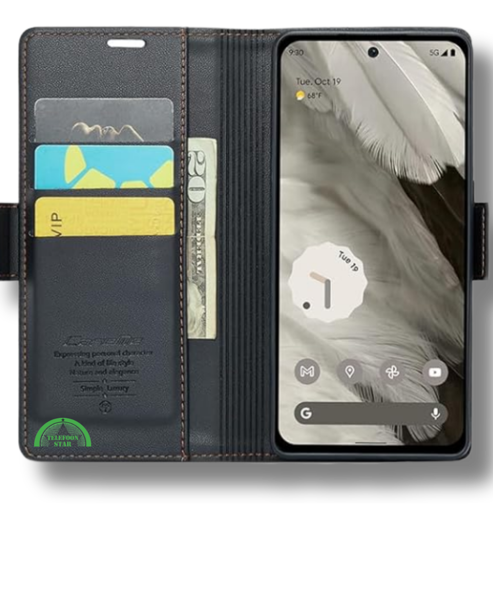 Hoesje voor Google Pixel 8 Zwart Bookcase Kunstleer met Pasjeshouder