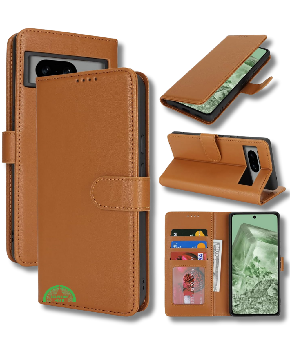 Hoesje voor Google Pixel 8 Bruin Bookcase Kunstleer met Pasjeshouder