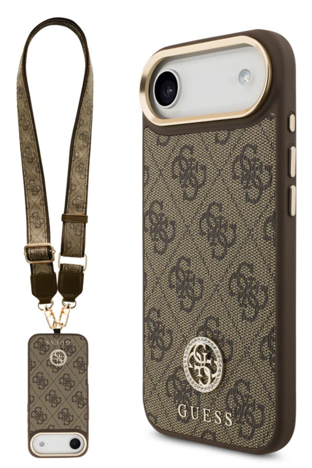 Guess iPhone 17 Air Crossbody Hoesje met Band – Luxe MagSafe Bescherming in Bruin Design