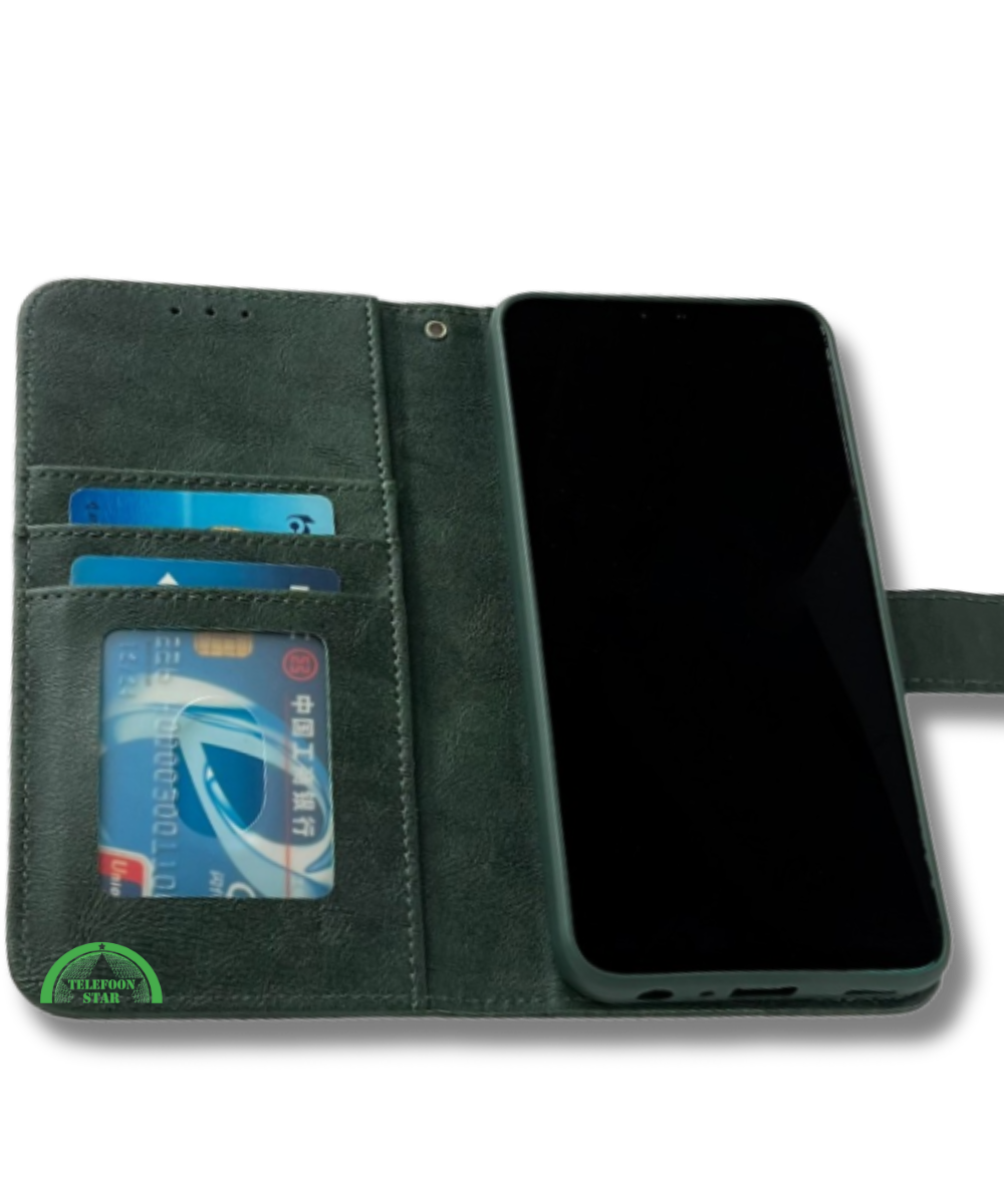Hoesje voor Samsung A57 Groen Bookcase Magnetisch met Pasjeshouder