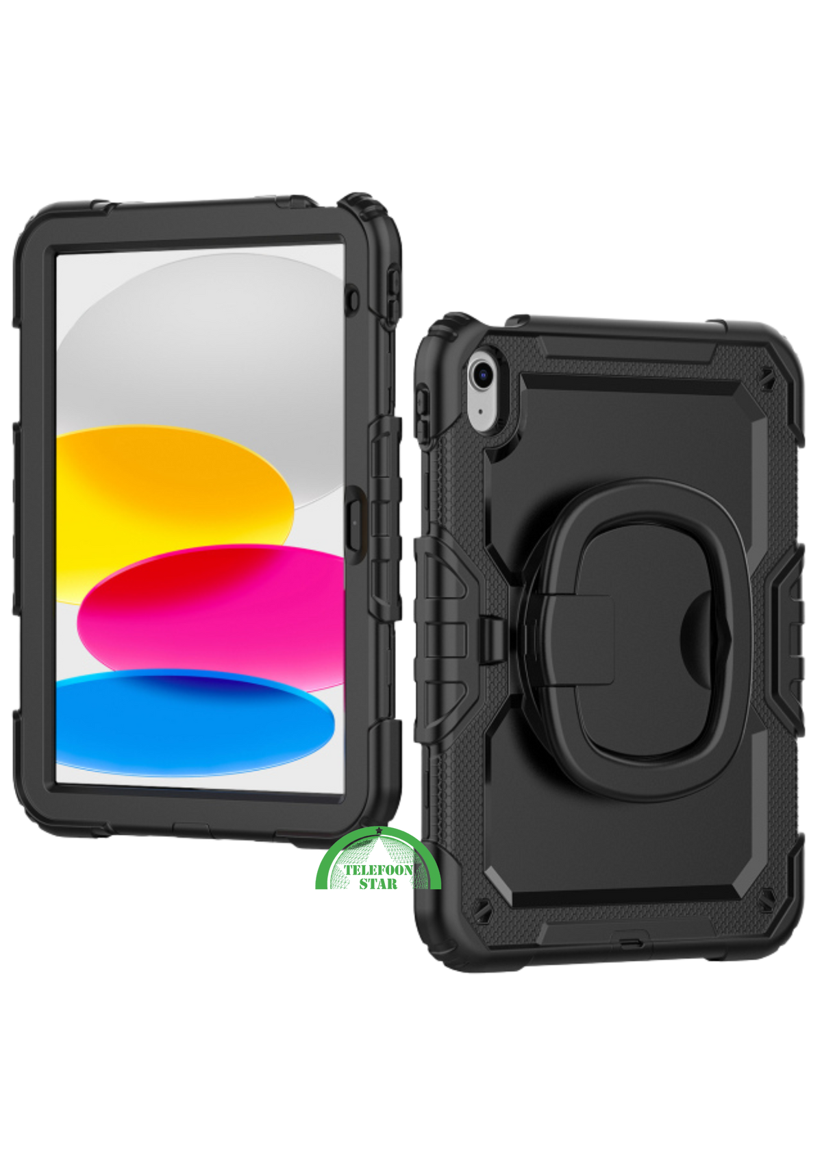 iPad 10.9 (2022) Hoes Hard Kunststof,Siliconen Backcover + Standaard - Zwart