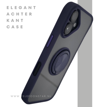 iPhone 16 hoesje blauw transparant met MagSafe ring en schokbestendige bescherming