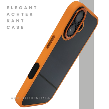 iPhone 16 Plus oranje transparant met schokbestendige bescherming